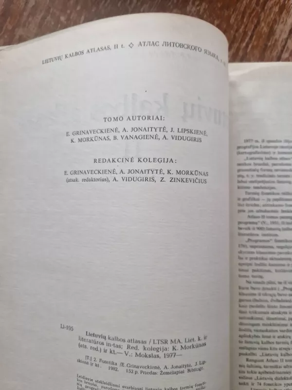 Lietuvių kalbos atlasas (II dalis). Fonetika (žemėlapiai) - Grinaveckienė E. ir kiti, knyga 3