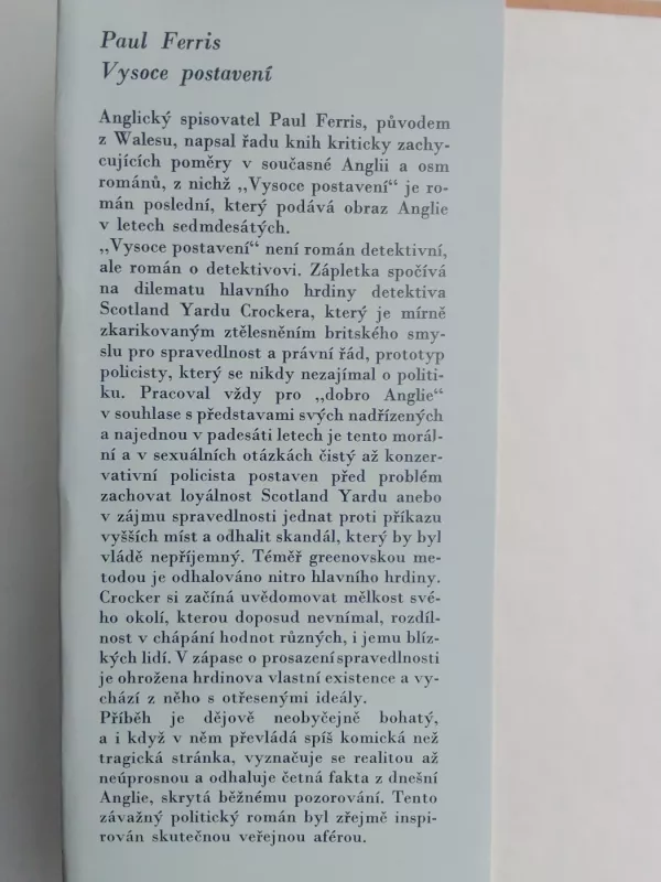 Vysoce postavení - Paul Ferris, knyga 3