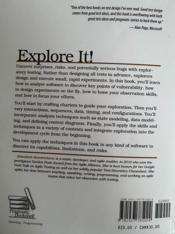 Explore It!: Reduce Risk and Increase Confidence with Exploratory Testing - Elisabeth Hendrickson, knyga