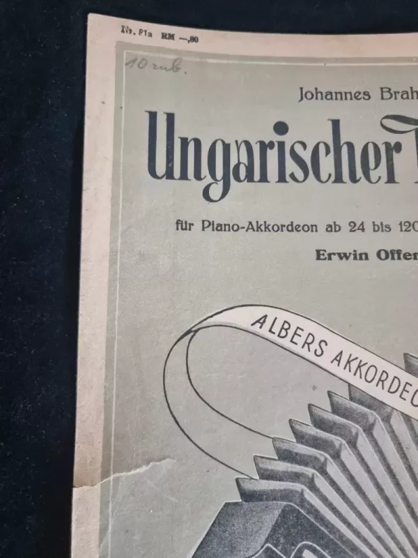 JOHANNES BRAHMS. UNGARISCHER TANZ No 6 FUR PIANO-AKKORDEON - Erwin Offeney, knyga 3
