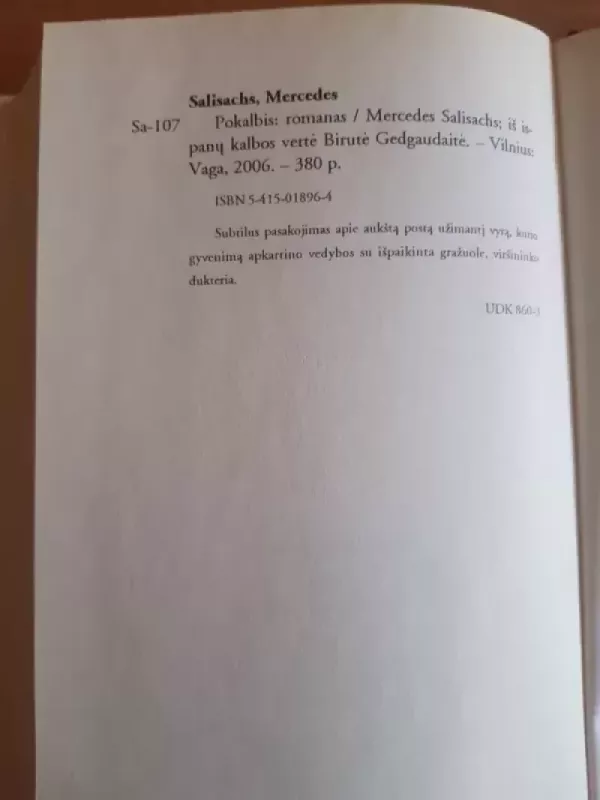 Pokalbis - Mercedes Salisachs, knyga 4