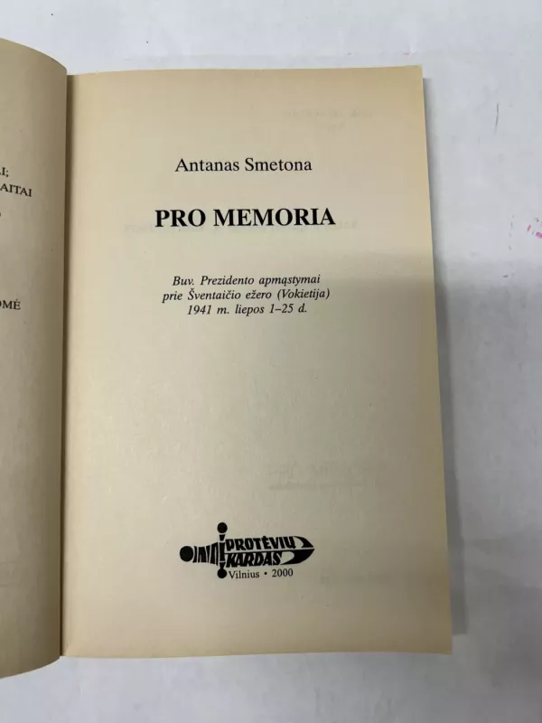 Pro Memoria - Antanas Smetona, knyga 3