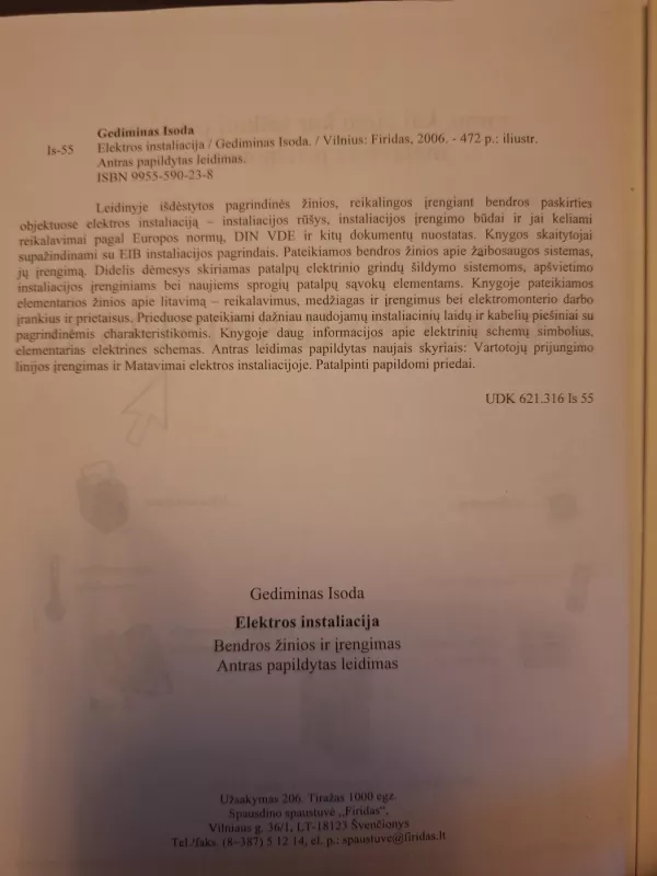 Elektros instaliacija. Bendros žinios ir įrengimas - Gediminas Isoda, knyga 3