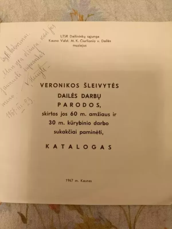Veronikos Šleivytės dailės darbų parodos skirtos jos 60 metųni 30 metų kūribinio darbo sukakčiai paminėti katalogas - Drabilaitė, knyga 3