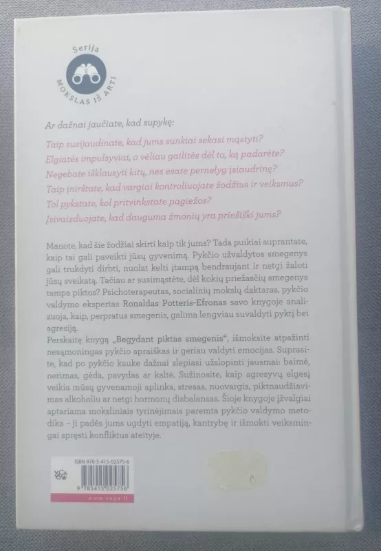BEGYDANT PIKTAS SMEGENIS: kaip perpratus smegenis galima lengviau suvaldyti pyktį ir agresiją - Ronald Potter-Efron, knyga 5