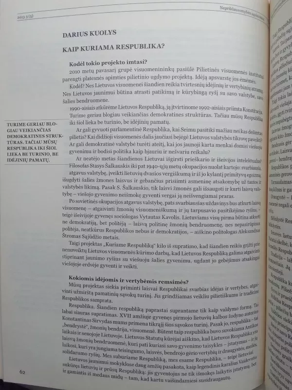 Nepriklausomybės sąsiuviniai, 2013., Nr 3 - Autorių Kolektyvas, knyga 6