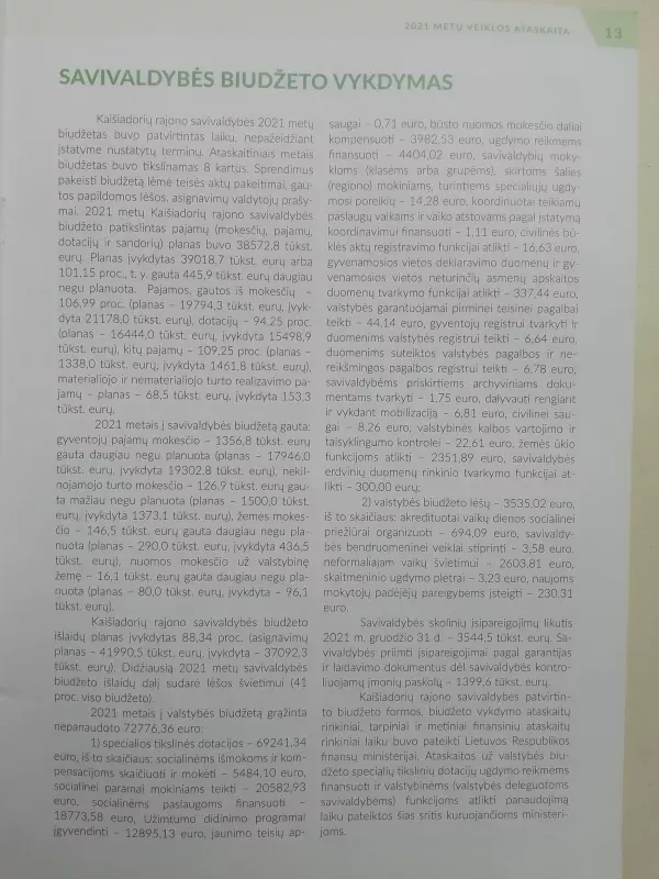 Kaišiadorių rajono savivaldybės veiklos ataskaita 2021 - Kaišiadorių rajono savivaldybė, knyga 4