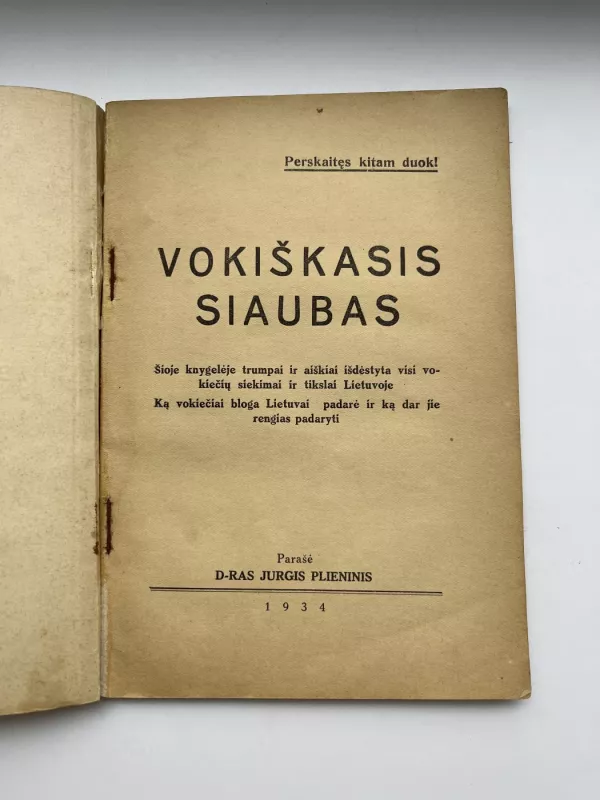 Vokiškasis siaubas. Teisybė apie vokiečius - D-ras. Jurgis Plieninis , knyga 3