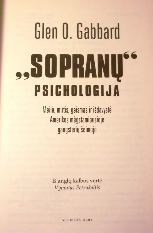 „Sopranų“ psichologija - Glen O. Gabbard, knyga 6