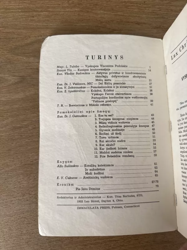 Lux Christi 1960 m. Rugsėjis. Nr 3-36 - Autorių kolektyvas (įvairūs), knyga 3