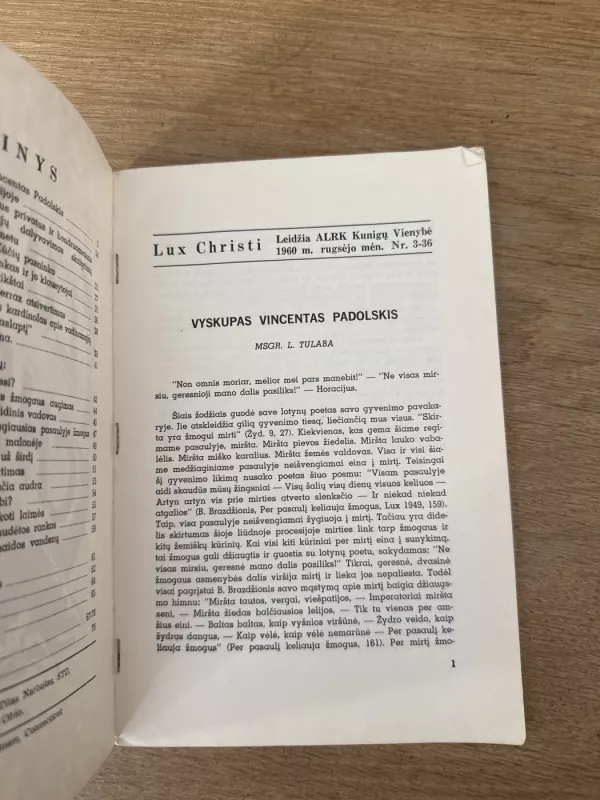 Lux Christi 1960 m. Rugsėjis. Nr 3-36 - Autorių kolektyvas (įvairūs), knyga 4