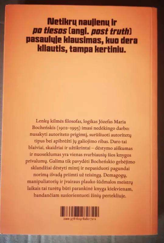 Kas yra autoritetas? Įvadas į autoriteto logiką - Joseph Maria Bocheński, knyga 3