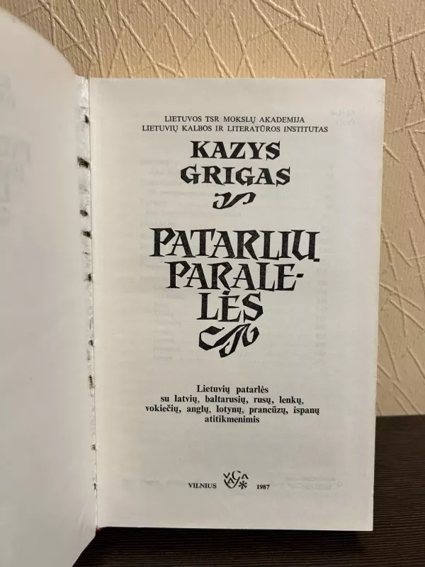 Patarlių paralelės - Kazys Grigas, knyga 3