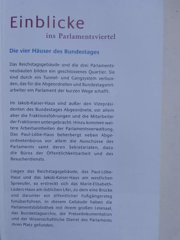 Einblicke ins Parlamensviertel - Bundestag, knyga 4