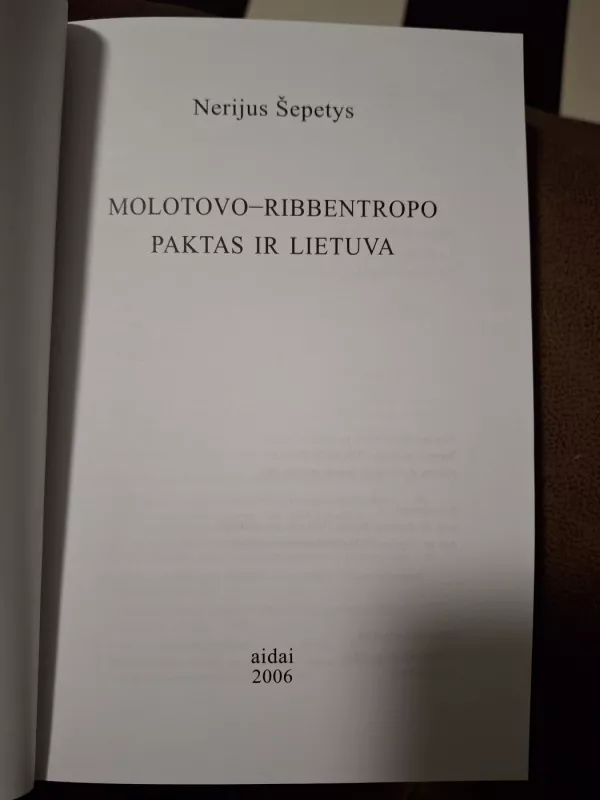 Molotovo – Ribentropo paktas ir Lietuva - Nerijus Šepetys, knyga 3