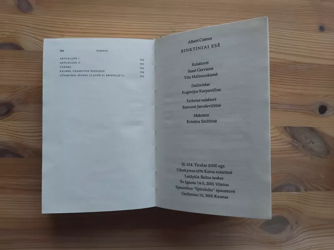 Rinktiniai esė - Albert Camus, knyga 6