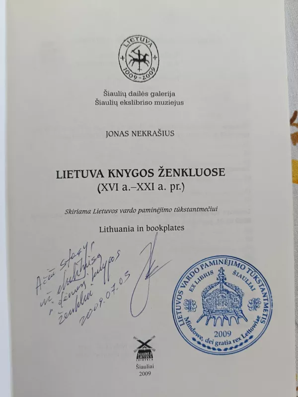 Lietuva knygos ženkluose XVI a. * XXI a. pr. - Jonas Nekrašius, knyga 3