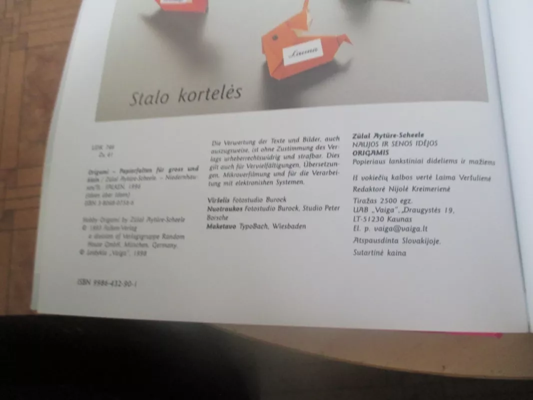 Origamis. Popieriaus lankstiniai dideliems ir mažiems - Zulal Ayture-Scheele, knyga 6