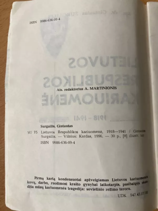 Lietuvos Respublikos kariuomenė 1918-1941 - Gintautas Surgailis, plk.ltn.dr. Gintautas Surgailis, knyga 4