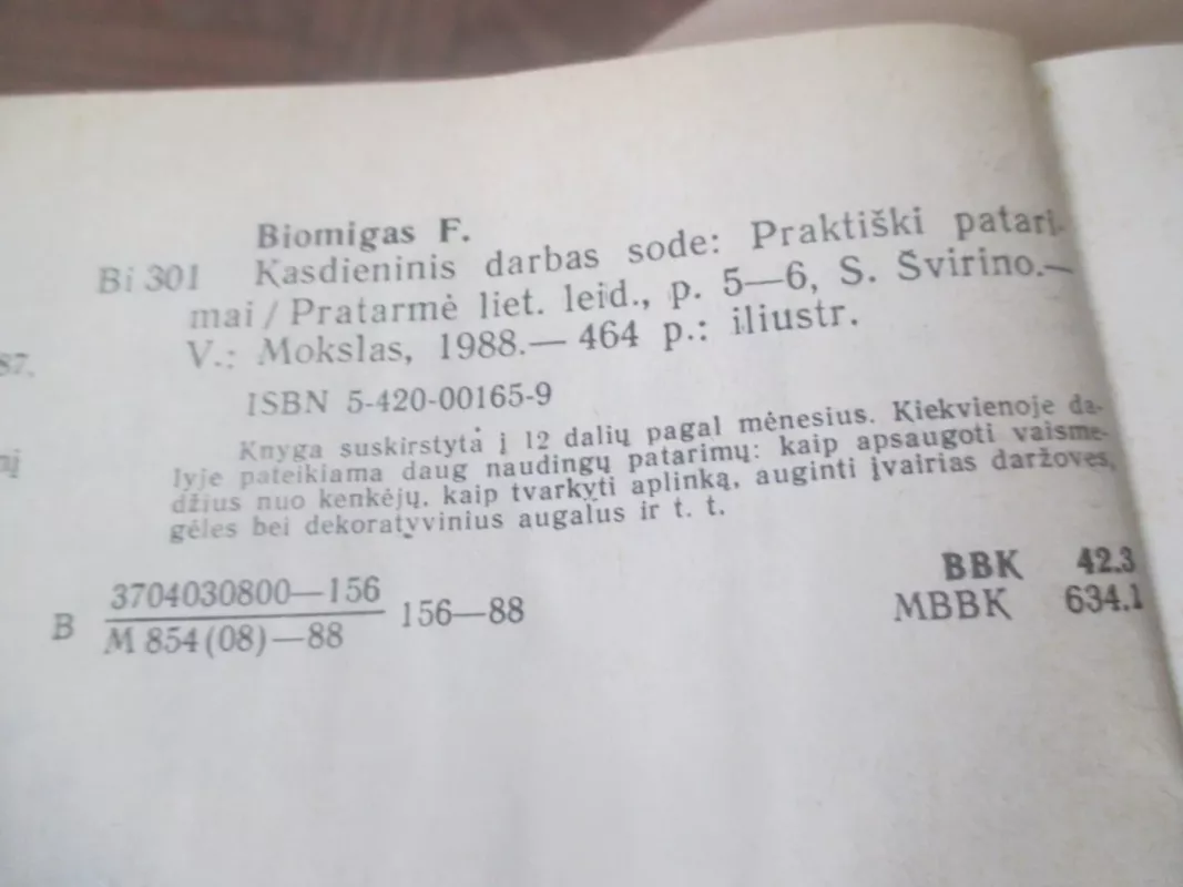 Kasdieninis darbas sode - F. Biomigas, knyga 3
