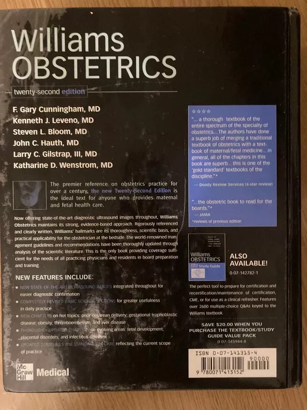 Williams Obstetrics. 22nd edition -  F. Cunningham, Kenneth Leveno, Steven Bloom, John Hauth, Larry Gilstrap,Katharine Wenstrom, knyga 6