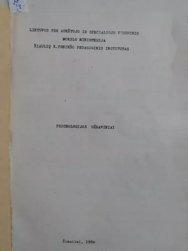 Psichologijos uždaviniai - Autorių Kolektyvas, knyga 3