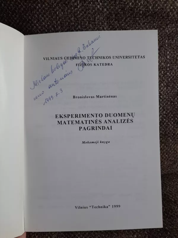 Eksperimento duomenų matematinės analizės pagrindai - Bronislovas Martinėnas, knyga 3