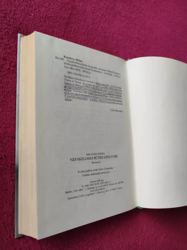 Nepakeliama būties lengvybė - Milan Kundera, knyga 5