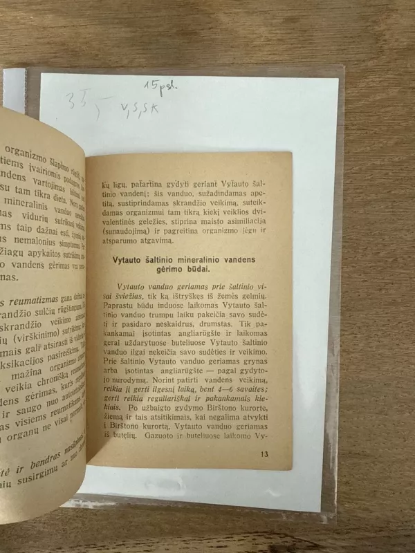Vytauto ir Birutės mineralinių šaltinių vanduo 1937 - Dr. B. Matulionis, knyga 5