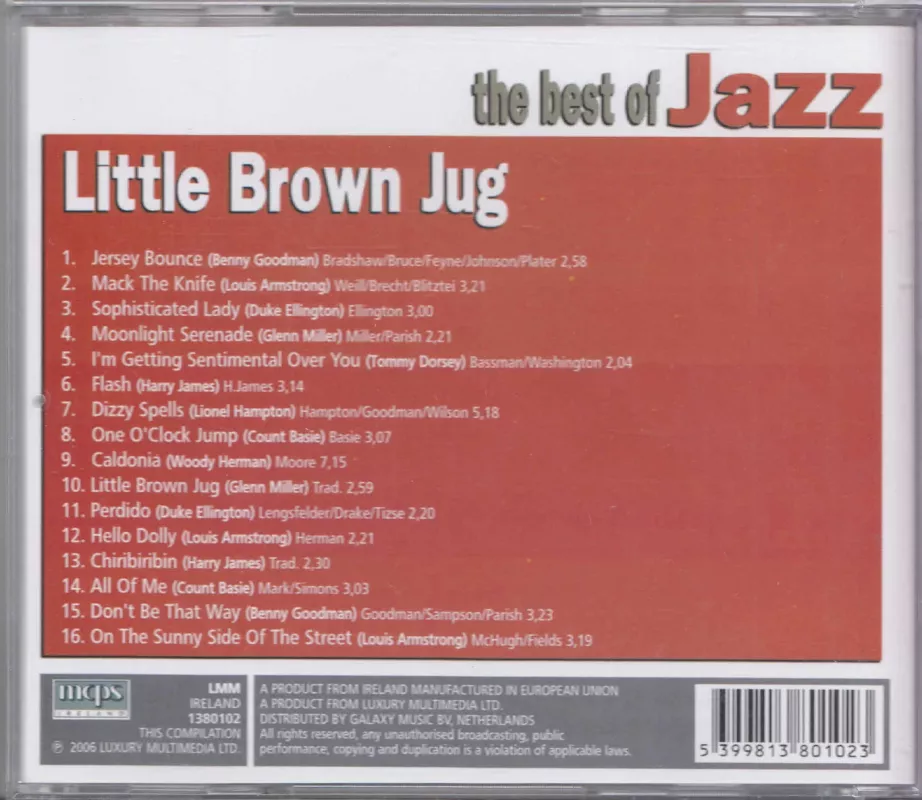 The best of Jazz.  Little Brown Jug - Duke Ellington, Louis Armstrong, Glenn Miller, Benny Goodman, plokštelė 3