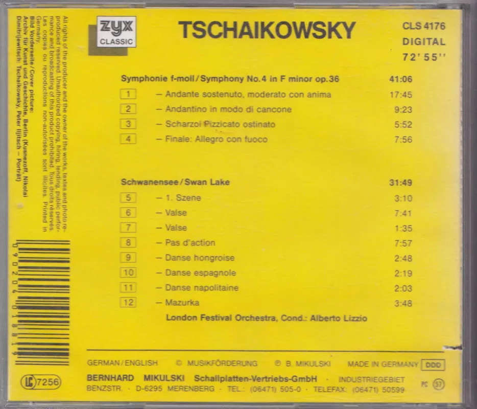 Symphpnie / Symphony No.4 // Schwanensee / Swane Lake - Piotras Čaikovskis (Tschaikowsky), plokštelė 3