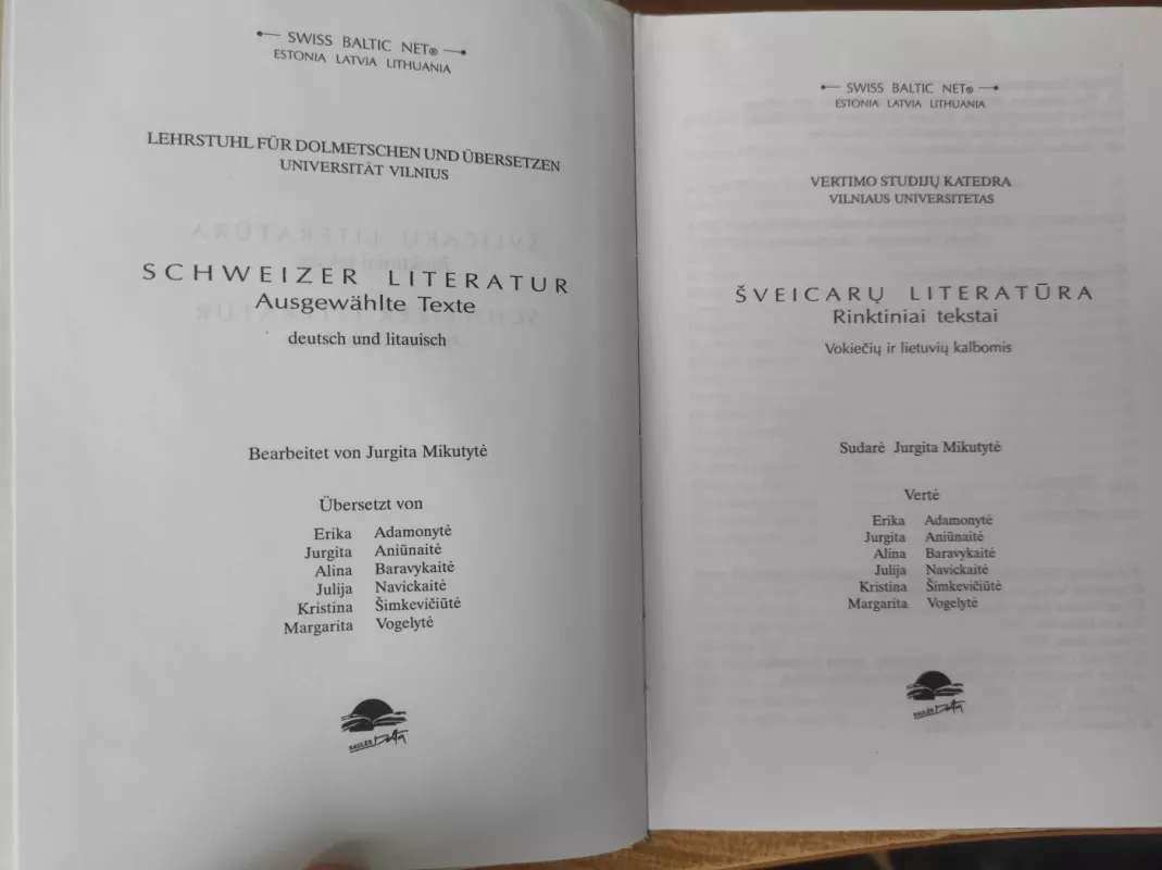 Šveicarų literatūra. Rinktiniai tekstai - Jurgita Mikutytė, knyga 5