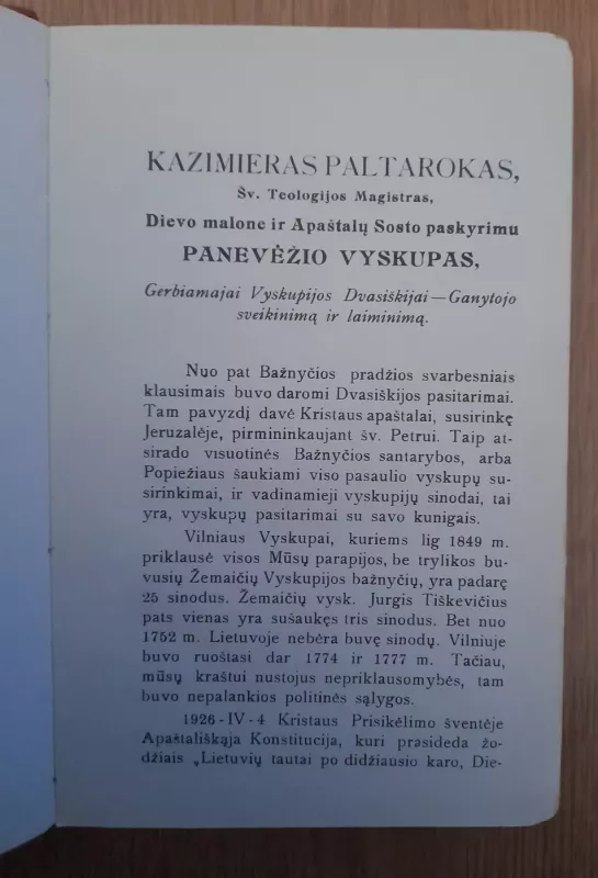 Pirmasis Panevėžio vyskupijos sinodas - Kazimieras Paltarokas, knyga 5