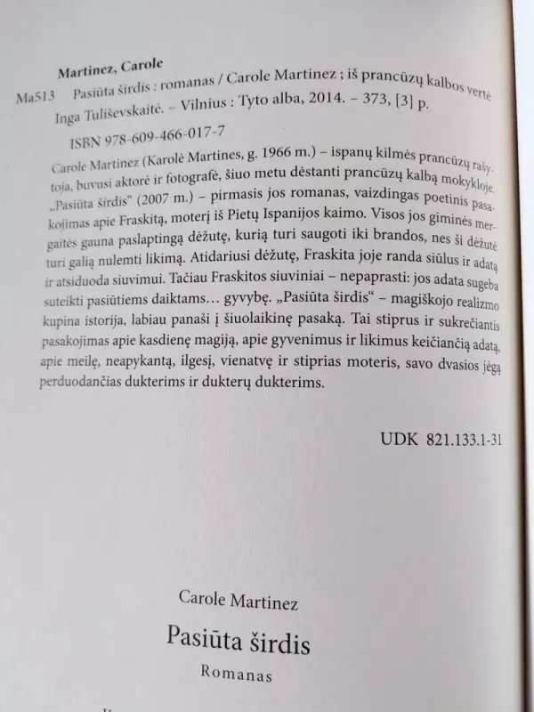 Pasiūta širdis - Carole Martinez, knyga 4