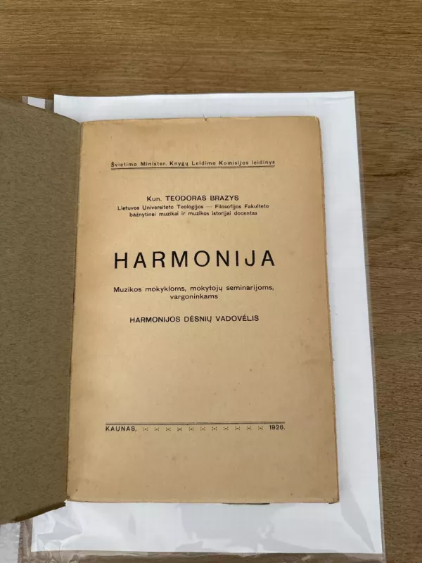 Harmonija. Harmonijos dėsnių vadovėlis 1926 m. - Teodoras Brazys, knyga 3