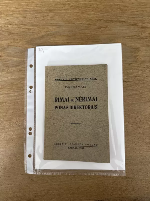 Rimai ir nerimai. Ponas direktorius -  Vaižgantas, knyga 2