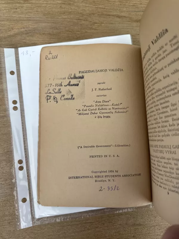 Pageidaujamoji Valdžia 1924 m. - J. F. Rutherford, knyga 4