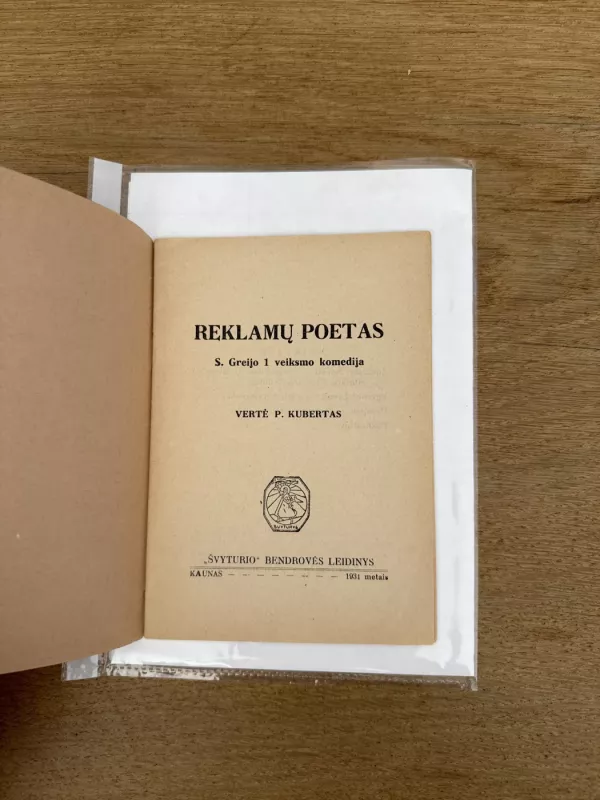 Reklamų poetas 1931 m. - S.Greijo, P. Kubertas, knyga 3