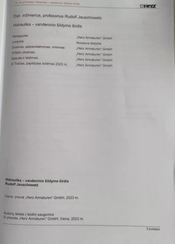 Hidraulika - vandeninio šildymo širdis - Rudolf Jauschowetz, knyga 3