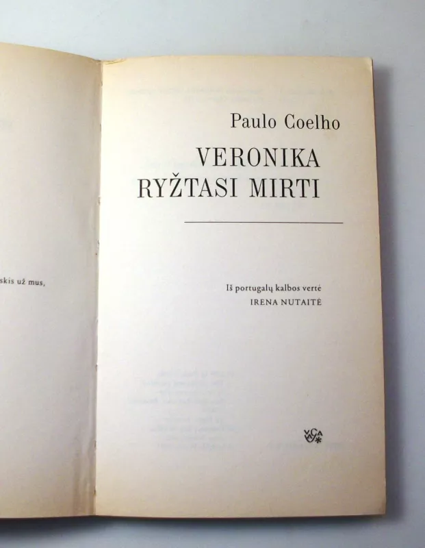 Veronika ryžtasi mirti - Paulo Coelho, knyga 5