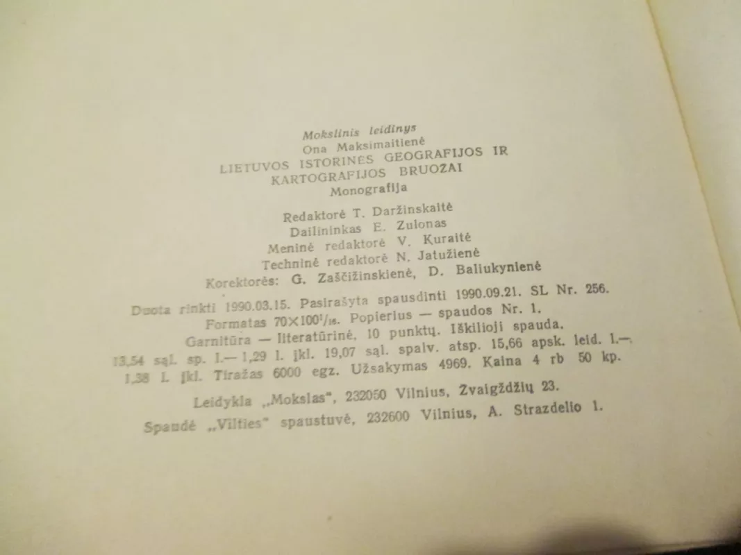 Lietuvos istorinės geografijos ir kartografijos bruožai - Ona Maksimaitienė, knyga 6