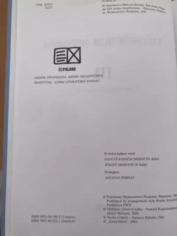 Filosofijos Istorija III - Wladyslaw Tatarkiewicz, knyga 5