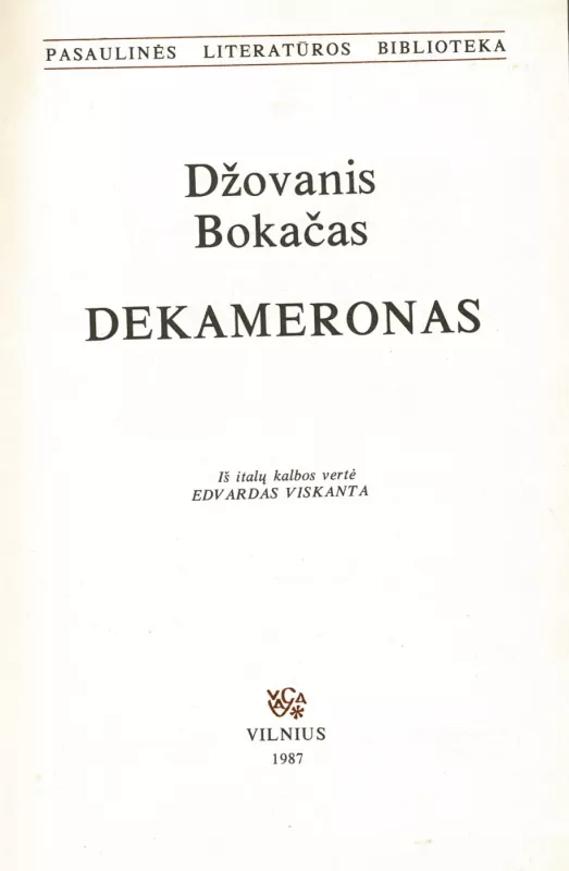 Dekameronas - Džovanis Bokačas, knyga 3