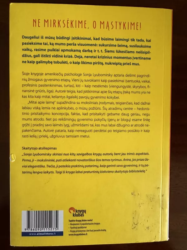 Mitai apie laimę. Kaip džiaugtis gyvenimu - Sonja Lyubomirsky, knyga 3