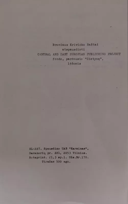 Broniaus Krivicko Raštai - Bronius Krivickas, knyga 3