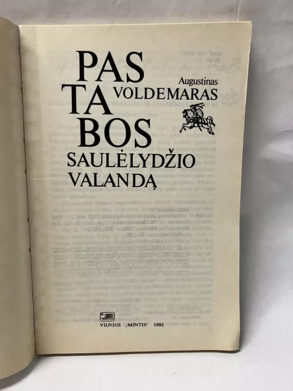 Pastabos saulėlydžio valandą - Augustinas Voldemaras, knyga 3