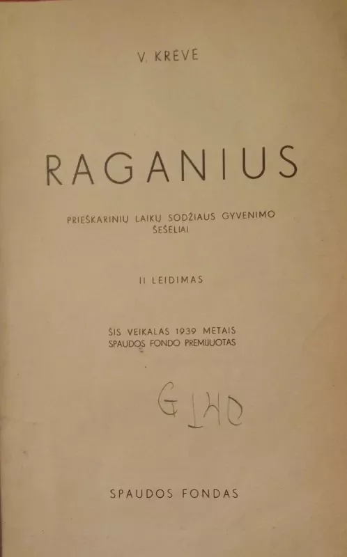 Raganius - Vincas Krėvė, knyga 3