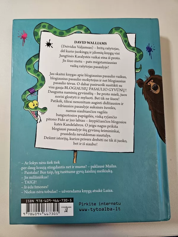 Blogiausi pasaulio gyvūnai - David Walliams, knyga 3