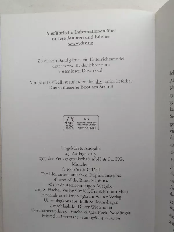 Insel der blauen Delfine - Scott O'Dell, knyga 5