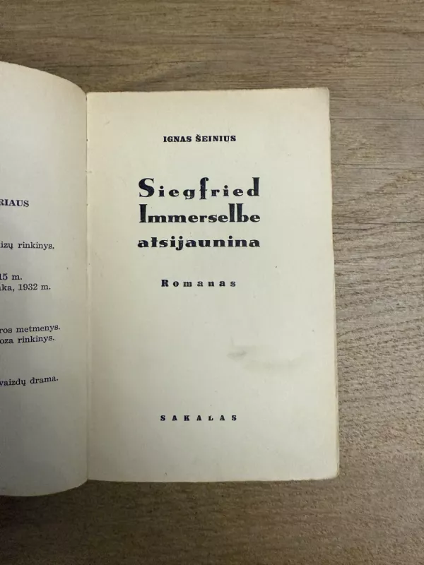 Siegfried Immerselbe atsijaunina - Ignas Šeinius, knyga 3